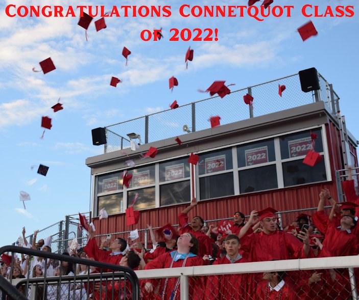 Connetquot High School graduates threw their caps, marking their becoming alumni of the Connetquot Central School District.